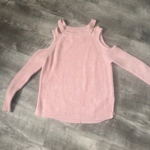 Pink cold shoulder sweater